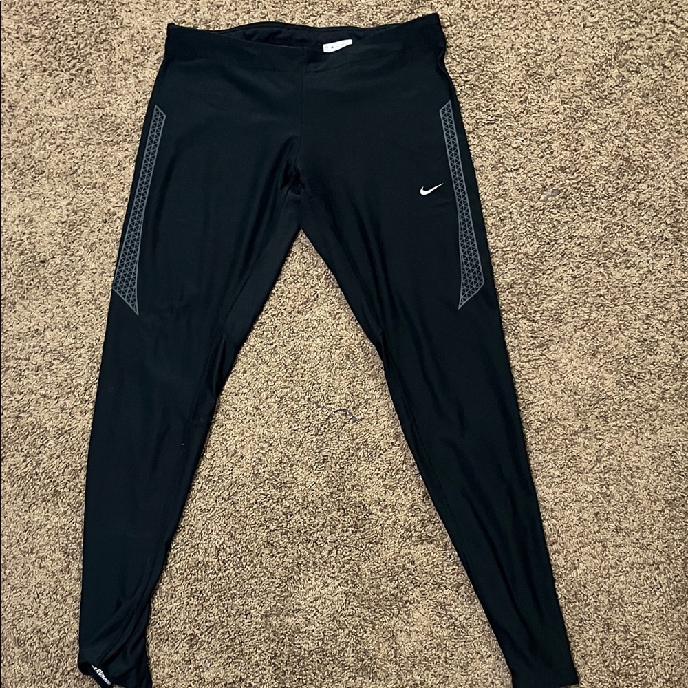 Nike Black Leggings with Gray Pattern